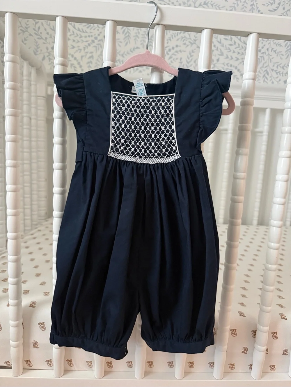 Navy Smocked Girls' Romper